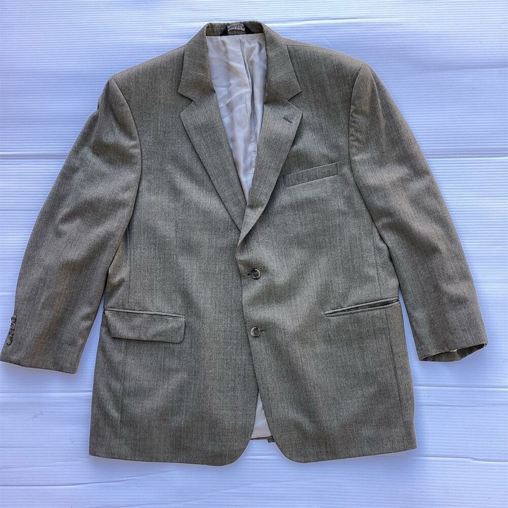 Jos. A. Bank‎ Men's Gray Herringbone Wool Blazer Size 46 R